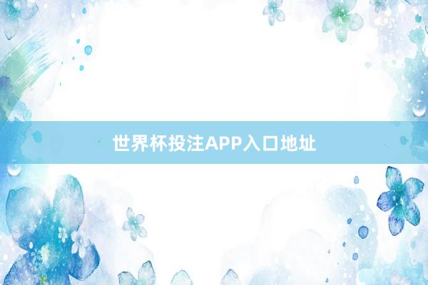 世界杯投注APP入口地址